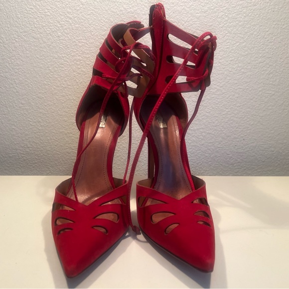 Shultz Red Suede Pumps, size 9.5B - Picture 2 of 9